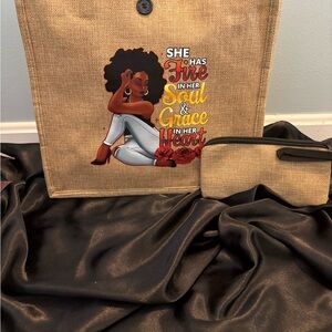 Natural Jute Tote Bag with Inspirational Graphic